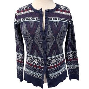Merona Size M Cardigan Sweater Womens Fair Isle Nordic